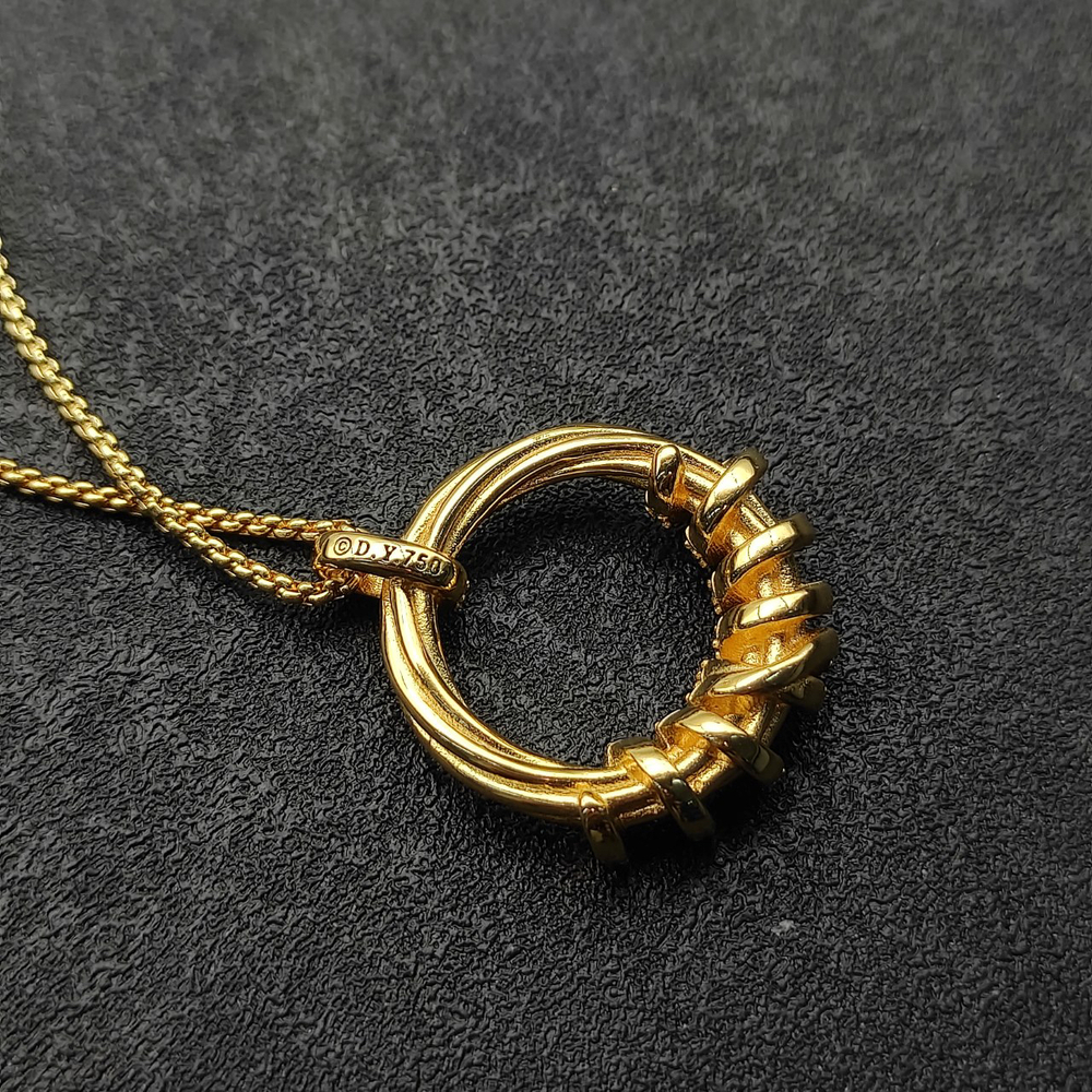 David Yurman Gold Spinning Bead Diamond Necklace - Picture 6 of 8